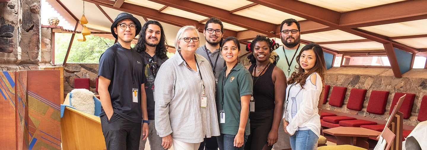 L-R Tae Joo Jeon, Adam Perez, Sue Ann Pemberton-Haugh, Arthur Longoria, Megan Suzann Reed (NCPTT), Jasmyne Knox, Mark Morin, Zhao (Stephanie) Xu. Not pictured Ashley Vasquesz, Francisco Loredo.