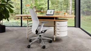 Frank Lloyd Wright Executive Desk + Steelcase Silq Chair. 