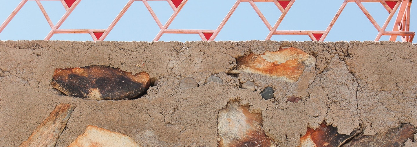 rock wall made of desert materials