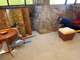 UTSA students working in the garden room