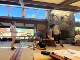 UTSA students working in the garden room